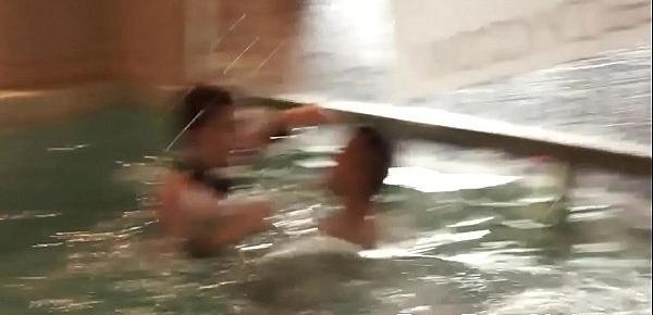 Partying euro studs sucking dick in the pool